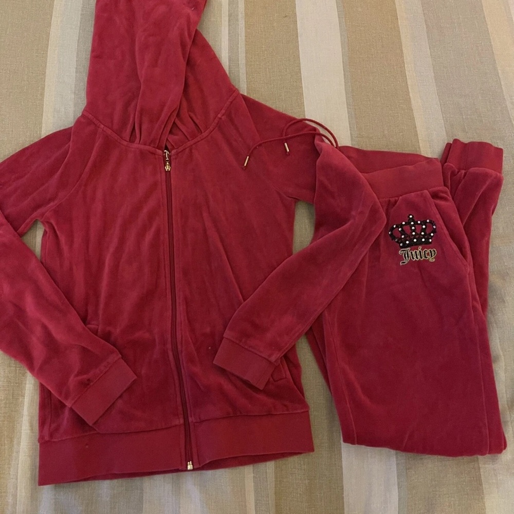 Juicy Couture Kids Pink Velour Hoodie and Pants Set